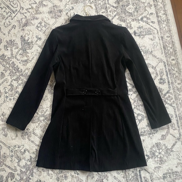 Vtg Y2K Fashion Bug Black White Pinstriped Fitted Long Suit Blazer Soft Jacket S - Picture 9 of 11